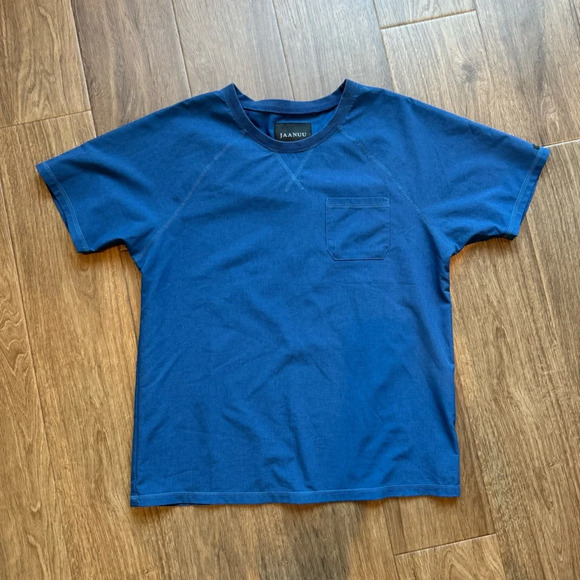 Jaanuu Men’s Crew Neck Raglan Top Navy Large - Picture 3 of 5